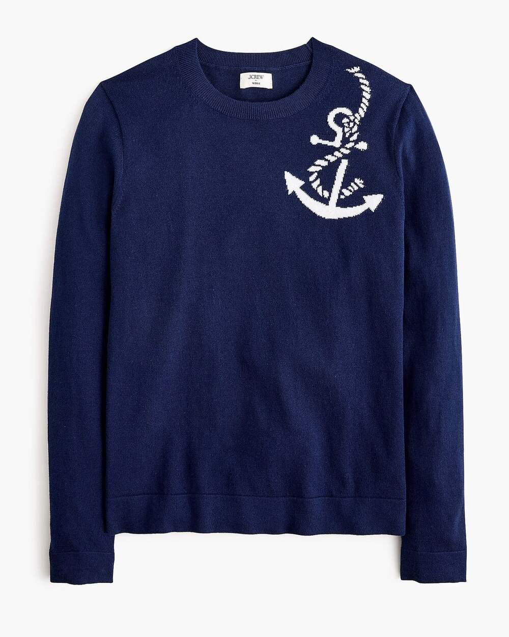 J.Crew Factory Anchor Teddie Long Sleeve Sweater Antique Navy Blue Medium NWT